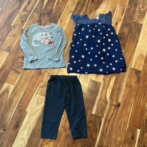 Lot of 3 Hanna Andersson size 110 (size 5) dress, crops and top.  Lightly used.